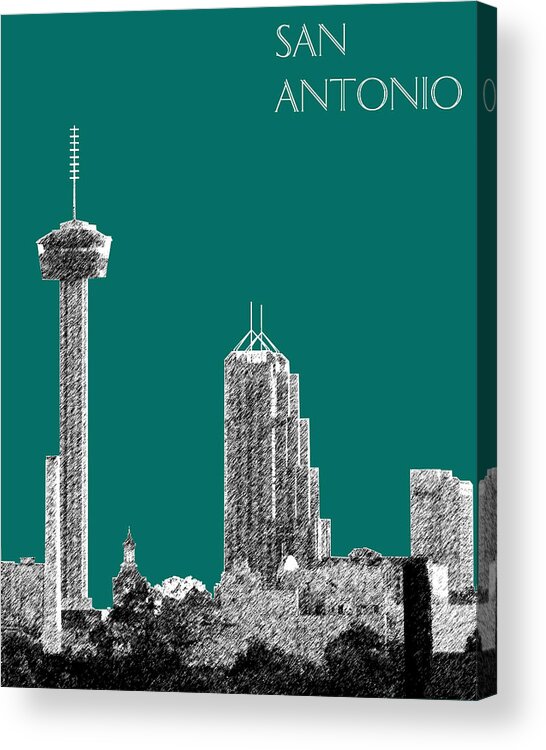 Architecture Acrylic Print featuring the digital art San Antonio Skyline - Coral by DB Artist