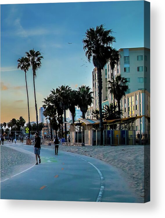 Santa Monica Sunset Acrylic Print featuring the photograph Santa Monica Sunset Tryptich_3 by Az Jackson