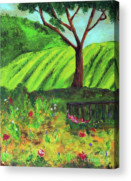 Vineyard Acrylic Print featuring the painting Saratoga Hills by Haleh Mahbod