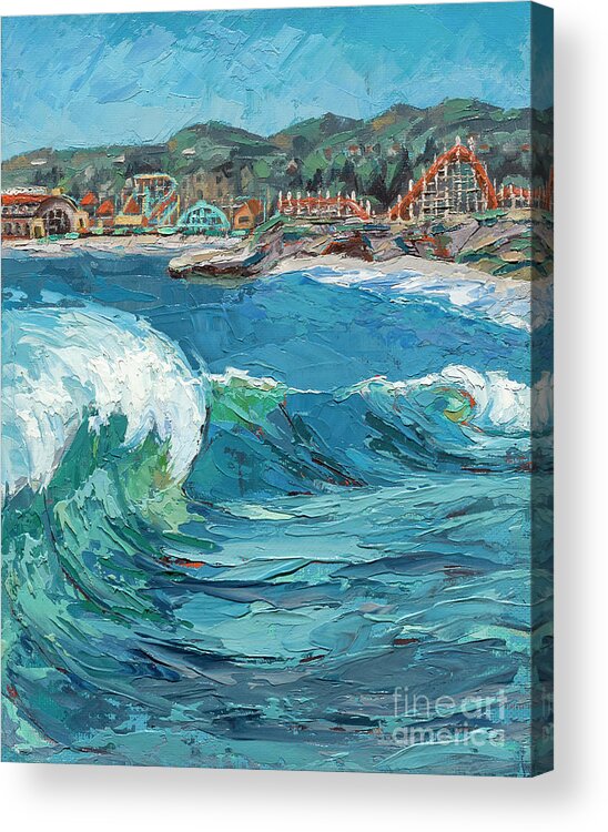 Ocean Acrylic Print featuring the painting SeaBright Wave Vertical, 2021 by PJ Kirk