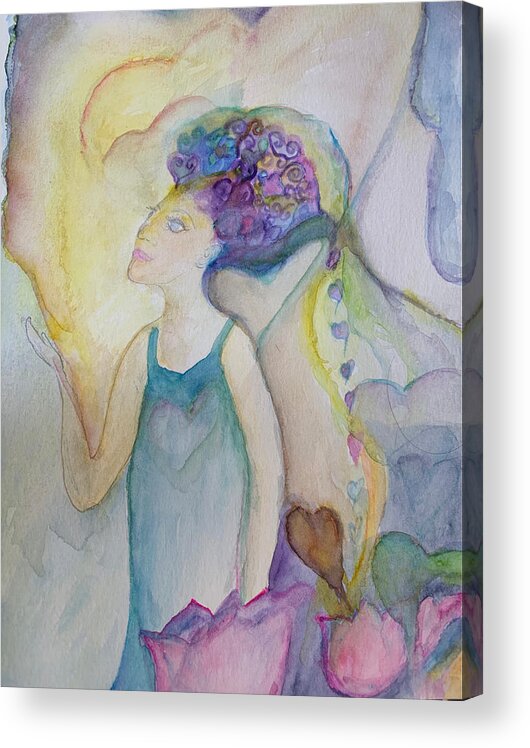 Watercolor Acrylic Print featuring the painting Searching by Sandy Rakowitz