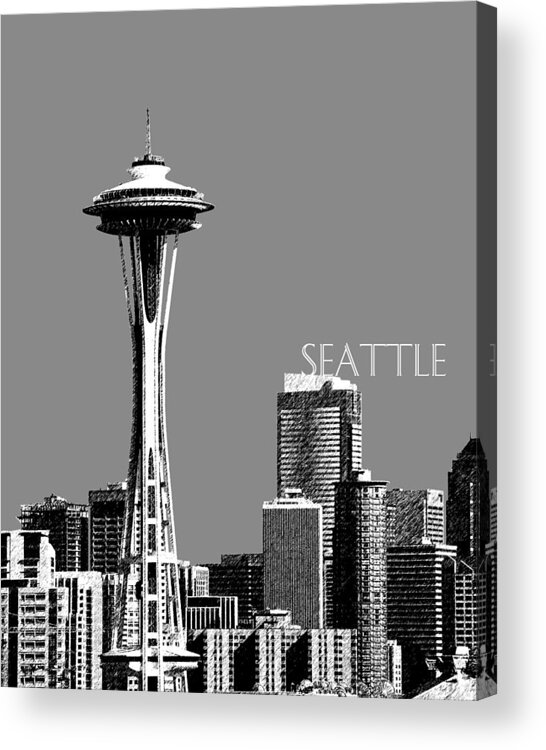 Architecture Acrylic Print featuring the digital art Seattle Skyline Space Needle - Pewter by DB Artist
