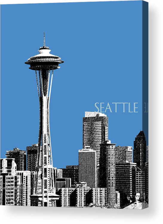 Architecture Acrylic Print featuring the digital art Seattle Skyline Space Needle - Slate Blue by DB Artist