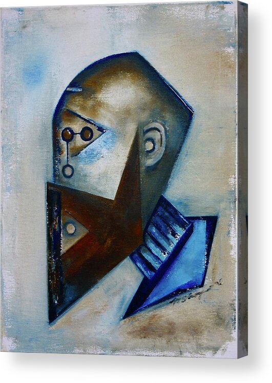 Abstract Portrait Acrylic Print featuring the painting Sensory / Receipts by Martel Chapman