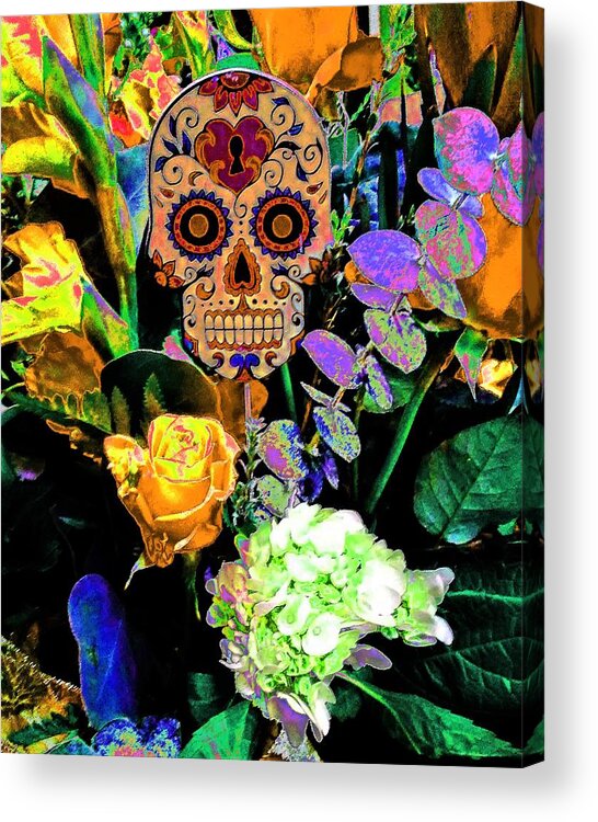 Skeleton Acrylic Print featuring the photograph Skull Flowers by Andrew Lawrence