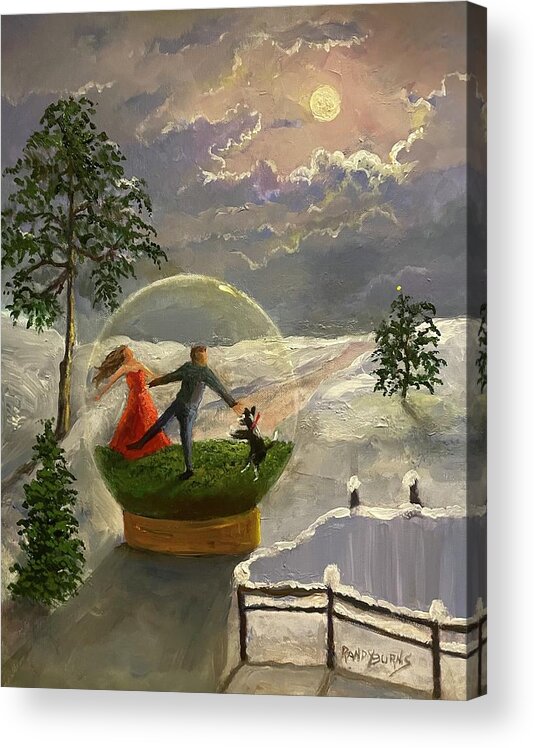 Snow Acrylic Print featuring the painting Snowglobe by Rand Burns