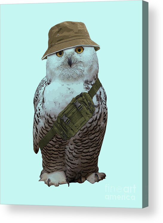 Owl Acrylic Print featuring the digital art Snowy owl portrait by Madame Memento
