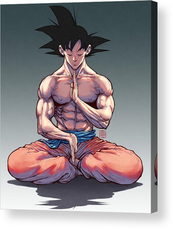 Son Goku Acrylic Print featuring the digital art Son Goku - Meditation by Darko B