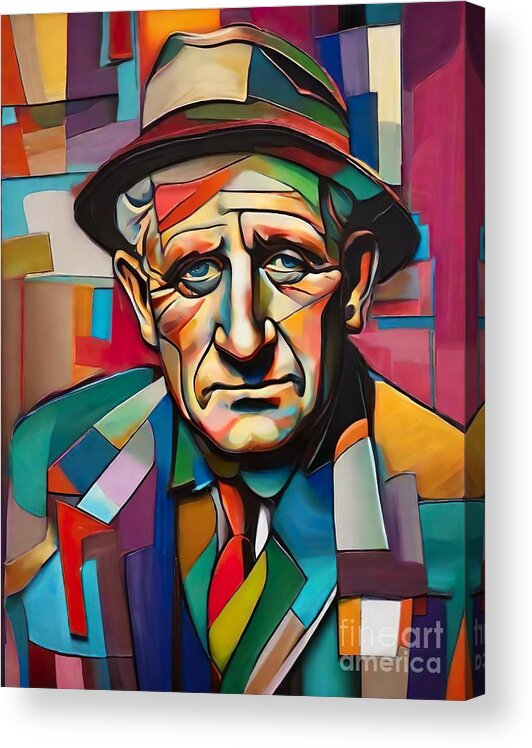 Spencer Tracy Acrylic Print featuring the digital art Spencer Tracy abstract by Movie World Posters