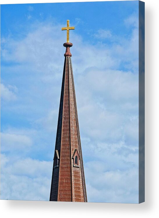 Capitol Acrylic Print featuring the photograph Spire and Cross, Grace Episcopal Church, Madison,WIsconsin by Steven Ralser