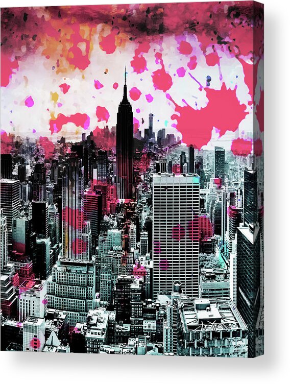 New York City Skyline Acrylic Print featuring the photograph Splatter Pop Triptych_2 by Az Jackson