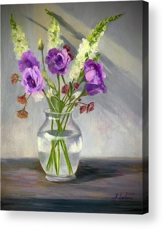 Still Life Acrylic Print featuring the painting Spring Flowers by Anne Barberi