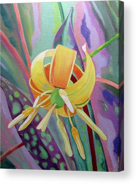 Trout Lily Acrylic Print featuring the painting Spring Trout Lily by Shirley Galbrecht