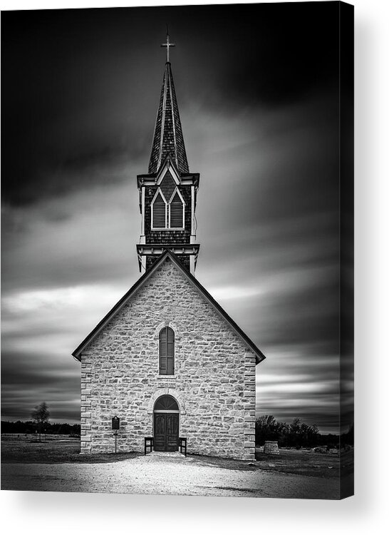 B&w Acrylic Print featuring the photograph St. Olaf's Kirke 1886 by Mike Schaffner