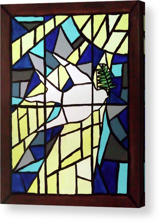 Stained Glass Acrylic Print featuring the painting Stained Glass Dove by Eseret Art
