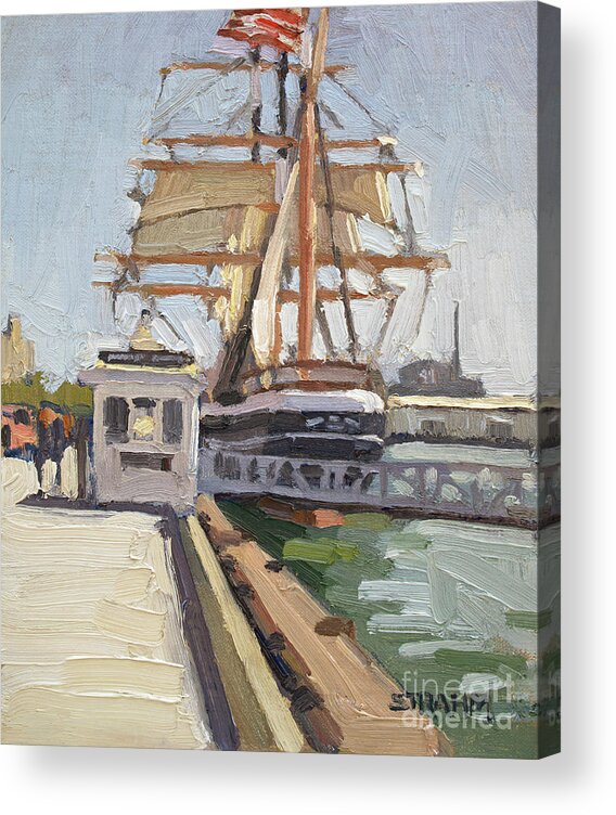 Star Of India Acrylic Print featuring the painting Star of India - Embarcadero, San Diego, California by Paul Strahm