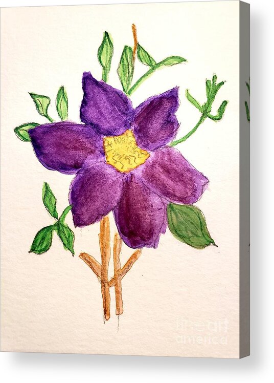 Purple Flower Acrylic Print featuring the painting Star of India by Margaret Welsh Willowsilk