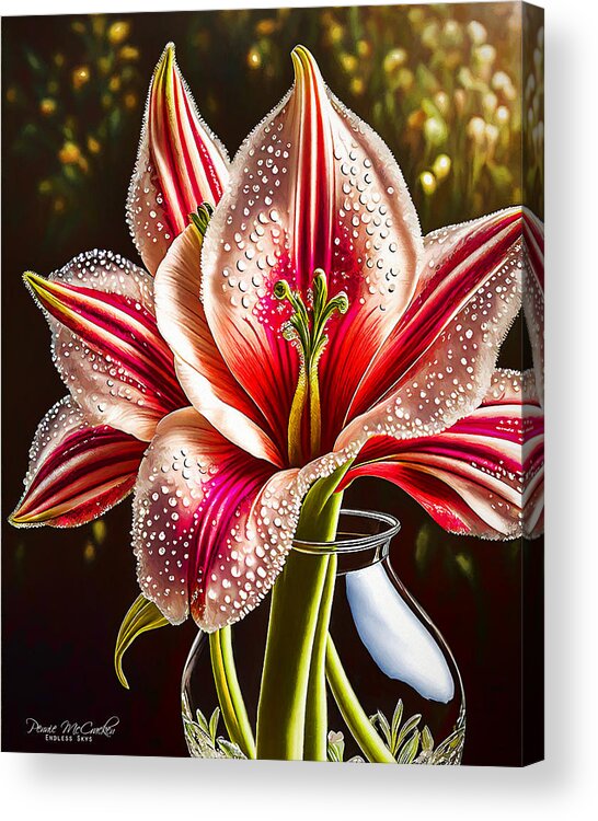 Stargazer Lily Acrylic Print featuring the mixed media Stargazer Lily by Pennie McCracken