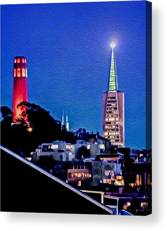 San Francisco Photography Acrylic Print featuring the photograph Starry Night in San Francisco by Terry Walsh