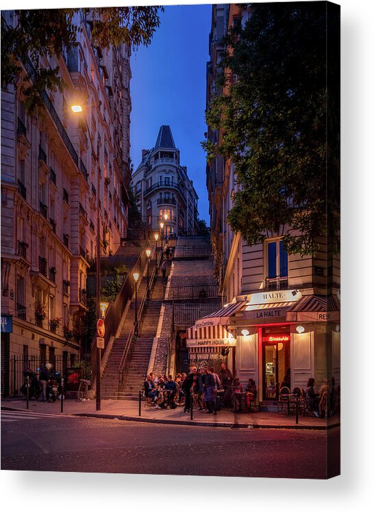 Blue Hour Acrylic Print featuring the photograph Steps Up Montmartre by Serge Ramelli