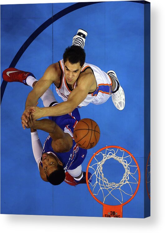 Playoffs Acrylic Print featuring the photograph Steven Adams and Danny Granger by Ronald Martinez