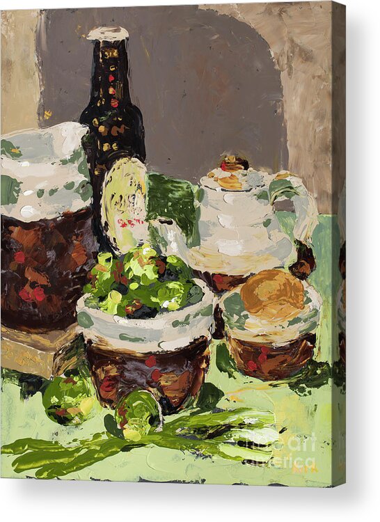 Brussel Sprouts Acrylic Print featuring the painting Stouts and Sprouts, 2012 by PJ Kirk