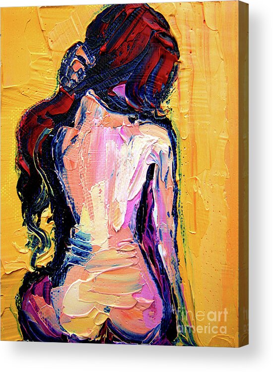 Nude Acrylic Print featuring the painting Sunbathe by Aja Trier