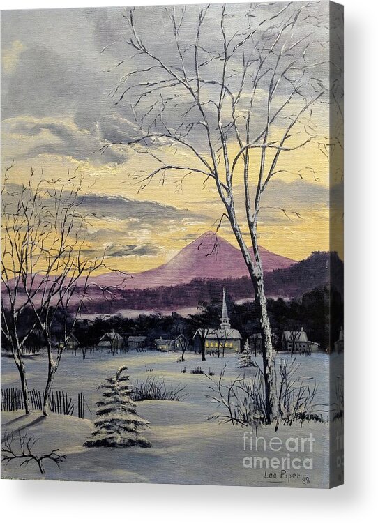 Maine Acrylic Print featuring the painting Sunday in Winter by Lee Piper