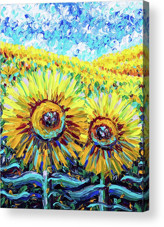 Sunflower Acrylic Print featuring the painting Sunflower Jubilee by Bari Rhys