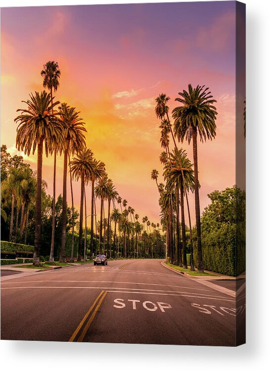 Beverly Hills Acrylic Print featuring the photograph Sunset in Beverly Hills by Serge Ramelli