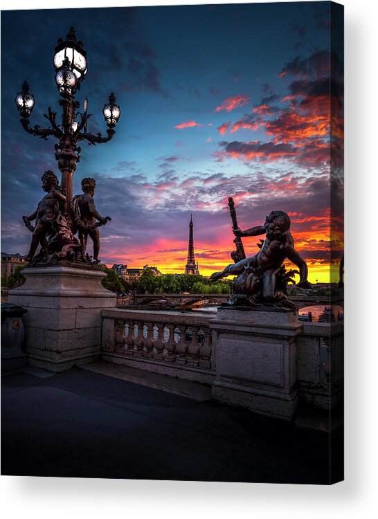 Alexander Iii Bridge Acrylic Print featuring the photograph Sunset in Paris by Dee Potter