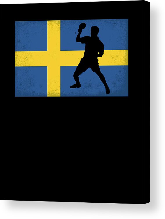 Table Tennis Team Acrylic Print featuring the digital art Sweden Table Tennis Player Swedish Flag by Me