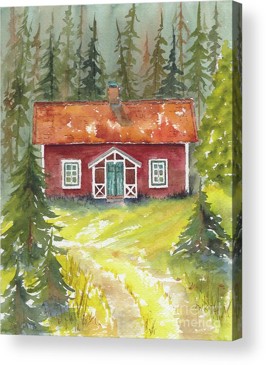  Acrylic Print featuring the painting Swedish Cottage Summer by Pat Katz