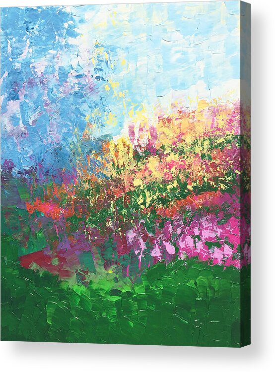 Swiss Acrylic Print featuring the painting Swiss Meadow by Linda Bailey