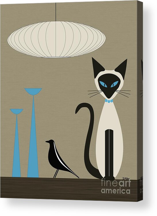 Mid Century Modern Acrylic Print featuring the digital art Tabletop Siamese Blue by Donna Mibus