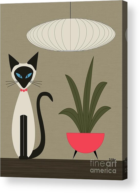 Mid Century Modern Acrylic Print featuring the digital art Tabletop Siamese Pink by Donna Mibus