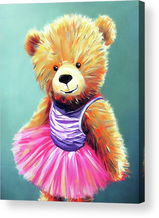 Teddy Bear Acrylic Print featuring the digital art Teddy Bear Ballerina by Mark Tisdale