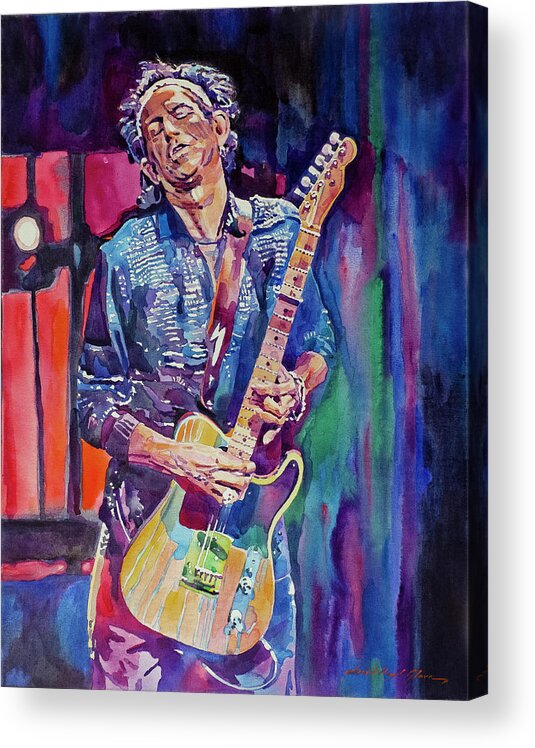 Portrait Acrylic Print featuring the painting Telecaster Keith Richards by David Lloyd Glover