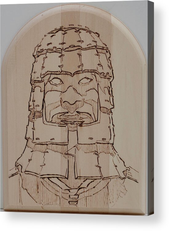 Pyrography Acrylic Print featuring the pyrography Terracotta Warrior - Unearthed by Sean Connolly