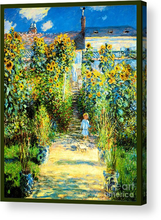 Claude Monet Acrylic Print featuring the painting The Artists Garden at Vetheuil 1880 by Claude Monet