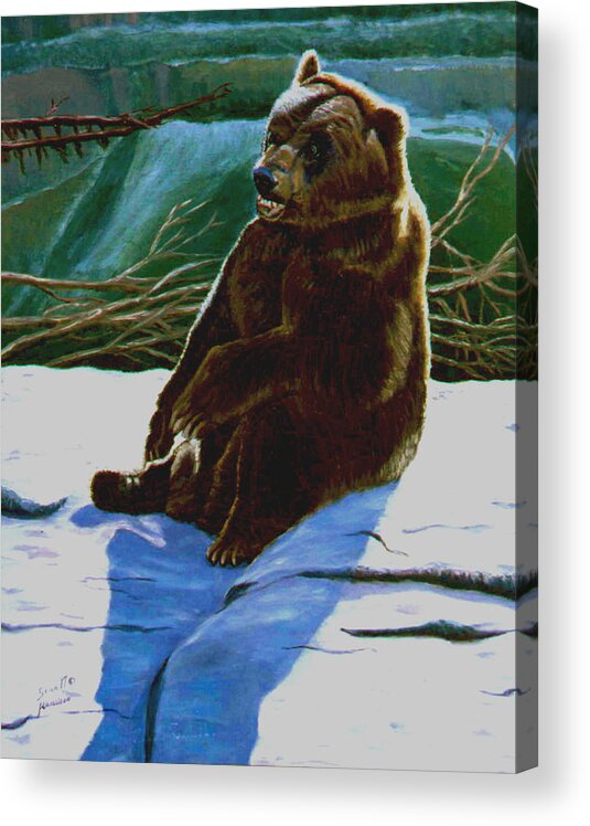 Original Oil On Canvas Acrylic Print featuring the painting The Bear by Stan Hamilton