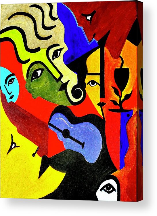 Wall Art Acrylic Print featuring the painting The Blue Guitar by Bodo Vespaciano