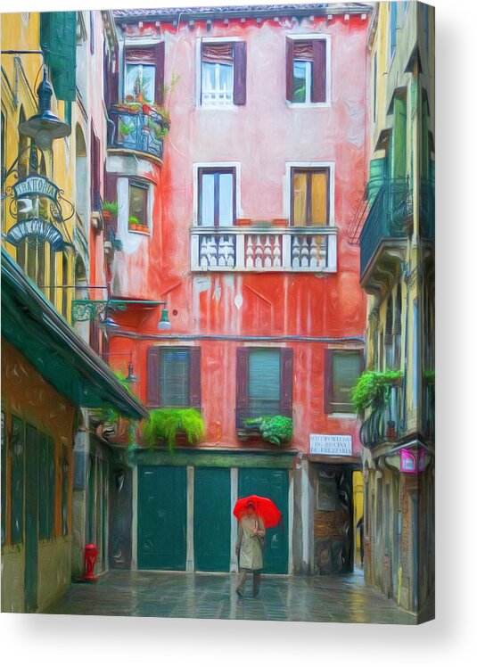 Venice Acrylic Print featuring the photograph The Colors of Rain in Venice by Lindsay Thomson