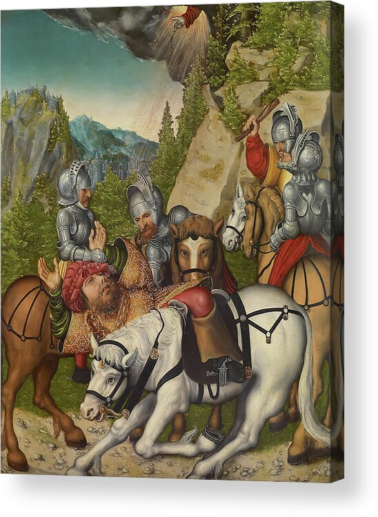Lucas Cranach The Younger Acrylic Print featuring the painting The Conversion of St Paul by Lucas Cranach the Younger