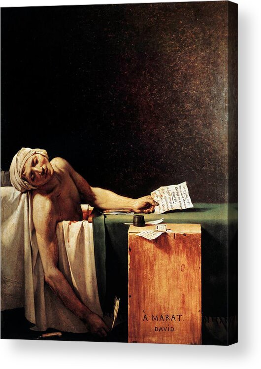 The Death Of Marat Acrylic Print featuring the painting The Death of Marat by Jacques-Louis David