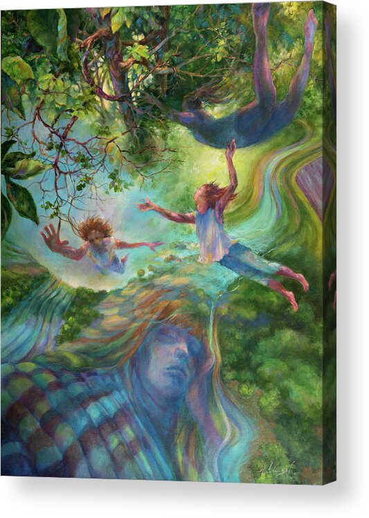Flying Acrylic Print featuring the painting The Dream by Carol Klingel