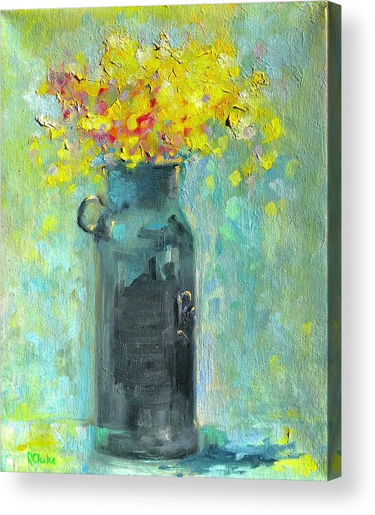 Still Life Acrylic Print featuring the painting The Flask by Roger Clarke