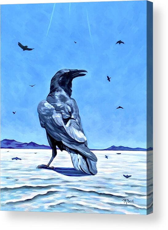 Raven Acrylic Print featuring the painting The Gathering by Rachel Suzanne Beck