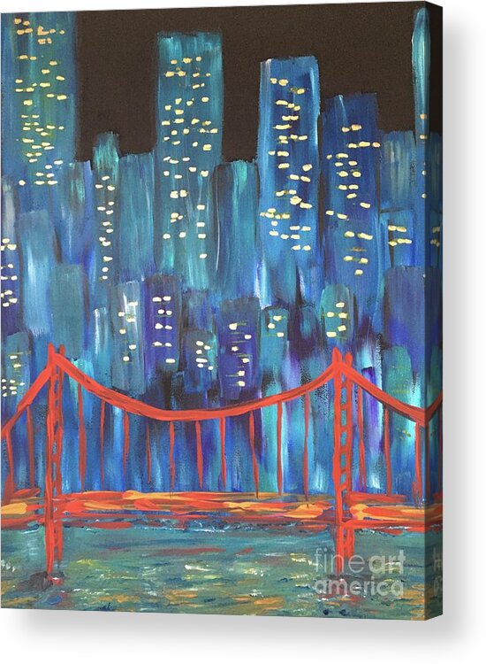 Cities Acrylic Print featuring the painting The Golden Gate by Debora Sanders