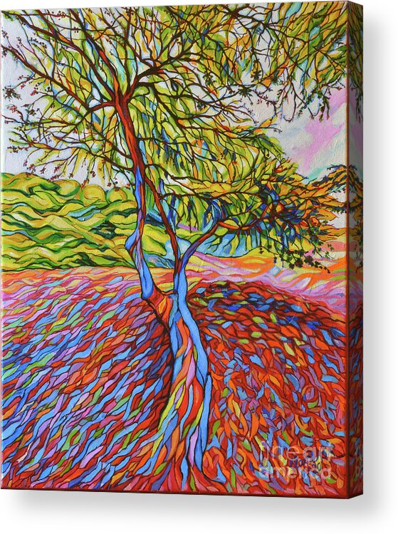 Tree Acrylic Print featuring the painting The Laying Tree by Elaine Berger